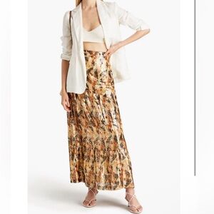 ba&sh Gold and Brown Maxi Skirt
